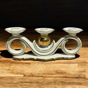 Gerold & Co Tettau Bavaria Elegant White and Gold Candle Holder